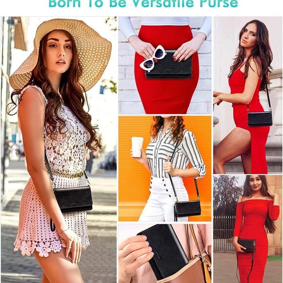 Women Small Crossbody Bag Cellphone Purse Wallet with RFID Card Slots 2 Straps - Picture 2 of 8